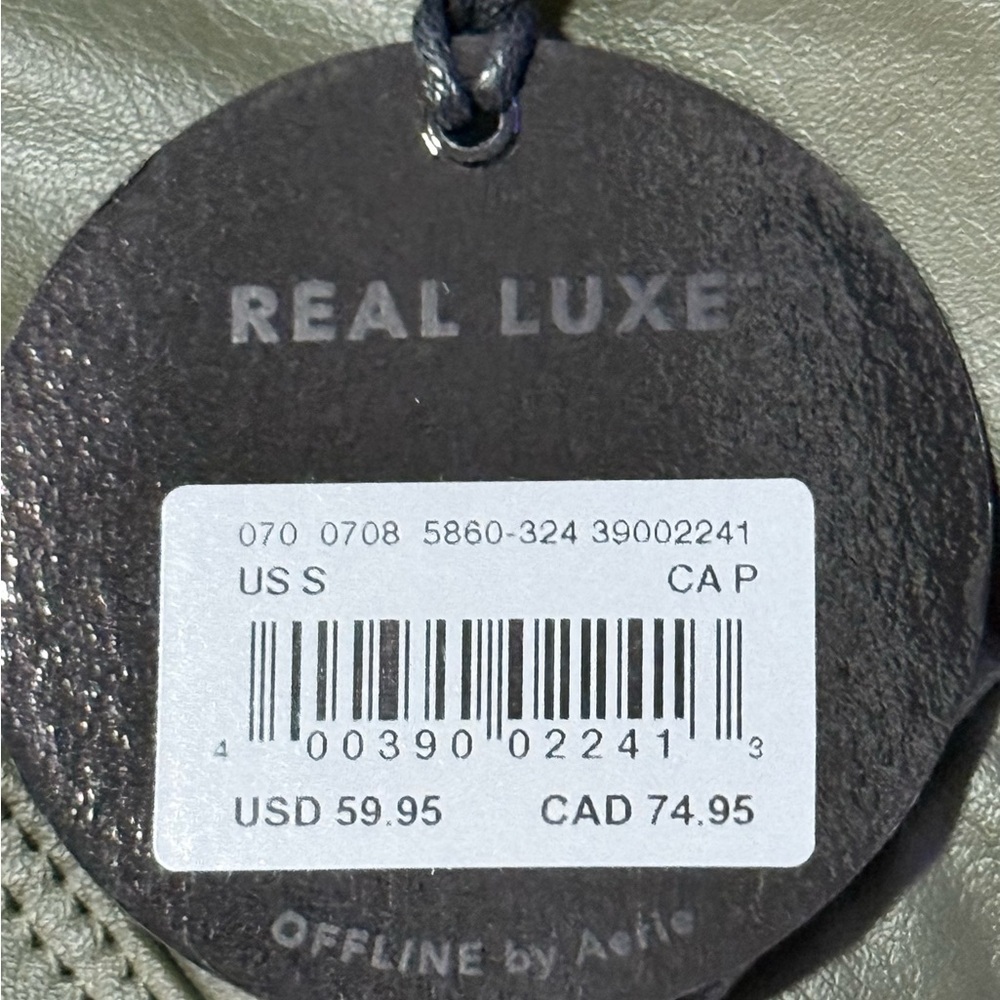 OFFLINE by Aerie Women’s SM High Rise Real Luxe Faux Leather Leggings Olive NWT - Picture 4 of 5